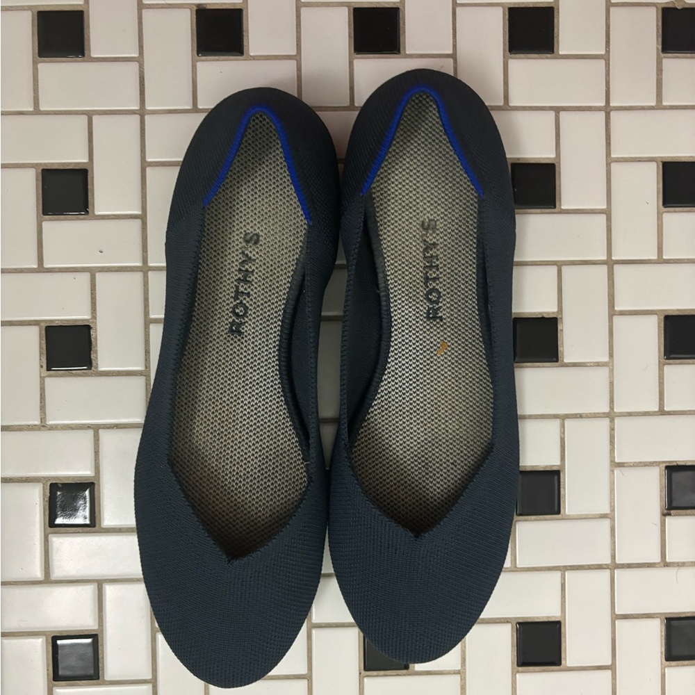 Rothy's Women's Dark Gray Flats with Blue Trim